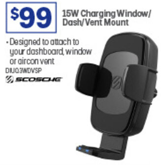 Officeworks 15W Charging Window/ Dash/Vent Mount offer