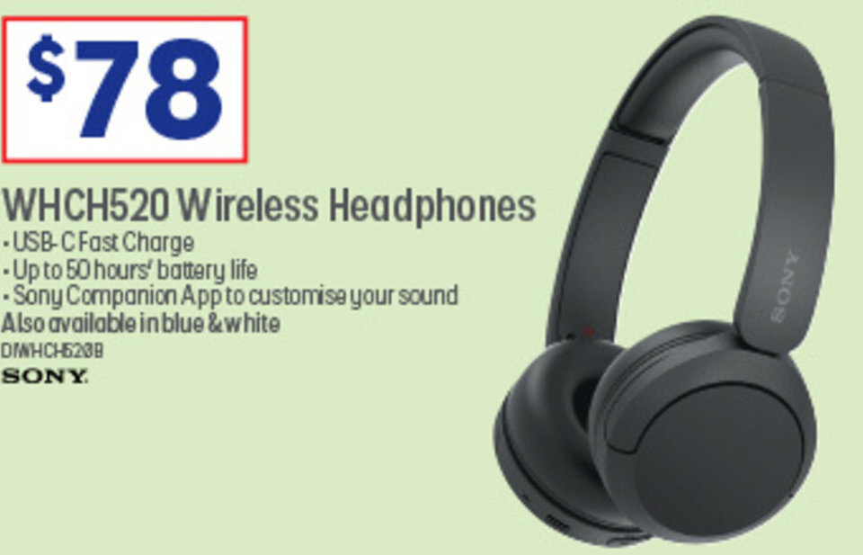 WHCH520 Wireless Headphones offer at Officeworks