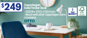 Officeworks Copenhagen Solid Timber Desk offer