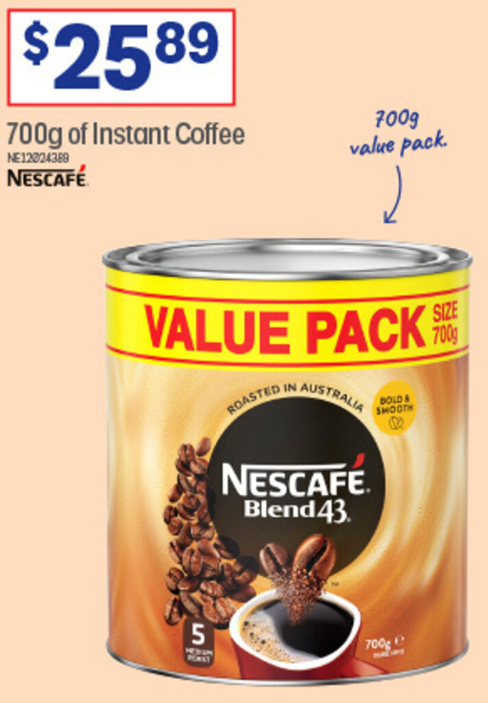700g of Instant Coffee offer at Officeworks