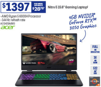 Officeworks Nitro 5 15.6* Gaming Laptop offer