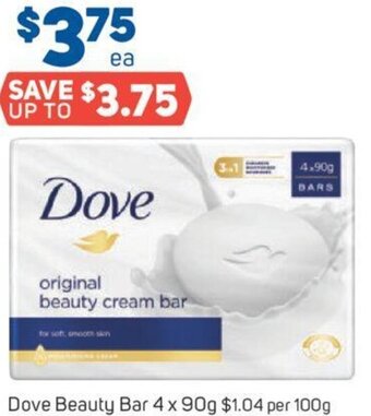 Foodland Dove Beauty Bar 4 x 90g offer