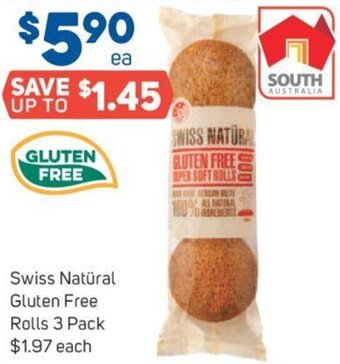Foodland Swiss Natüral Gluten Free Rolls 3 Pack offer