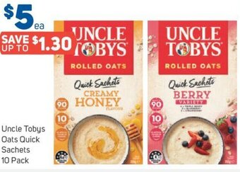 Foodland Uncle Tobys Oats Quick Sachets 10 Pack offer