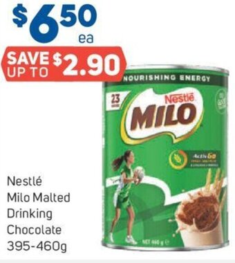 Foodland Nestlé Milo Malted Drinking Chocolate 395-460g offer
