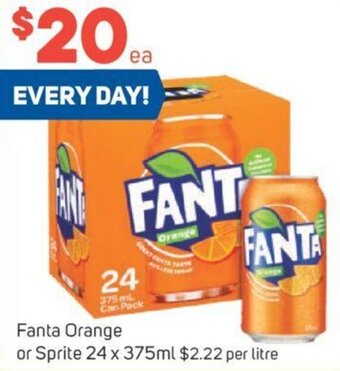 Fanta Orange or Sprite 24 x 375ml