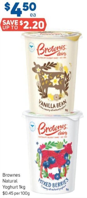 Foodland Brownes Natural Yoghurt 1kg offer