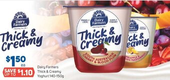 Foodland Dairy Farmers Thick & Creamy Yoghurt 140-150g offer