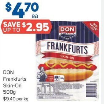 Foodland DON Frankfurts Skin-On 500g offer