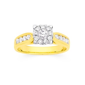 9ct gold diamond cluster ring