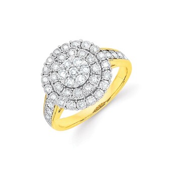 Prouds 9ct gold diamond round cluster ring offer