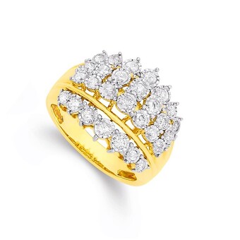 Prouds 9ct gold diamond wide dress ring offer