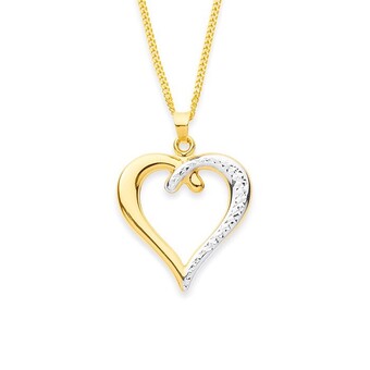 Prouds 9ct gold two tone heart pendant offer