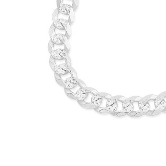 Prouds Sterling silver 45cm fancy diamond cut curb chain offer