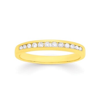 9ct gold diamond channel set band