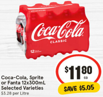 IGA Coca-Cola, Sprite or Fanta 12x300mL Selected Varieties offer
