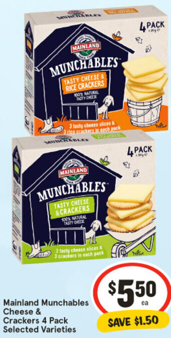 IGA Mainland Munchables Cheese & Crackers 4 Pack Selected Varieties offer