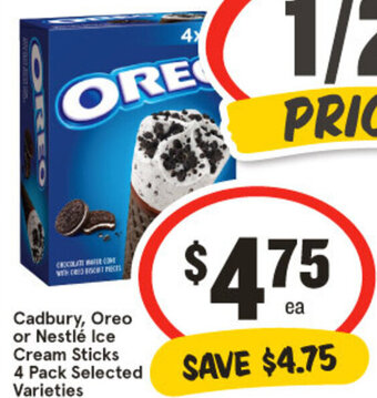 IGA Cadbury, Oreo or Nestlé Ice Cream Sticks 4 Pack Selected Varieties offer