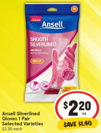 IGA Ansell Silverlined Gloves 1 Pair Selected Varieties offer