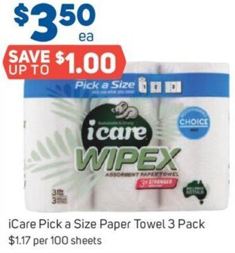 Foodland iCare Pick a Size Paper Towel 3 Pack offer