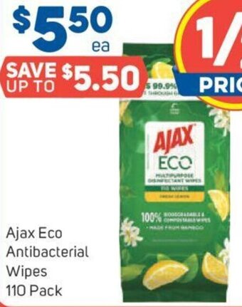 Foodland Ajax Eco Antibacterial Wipes 110 Pack offer