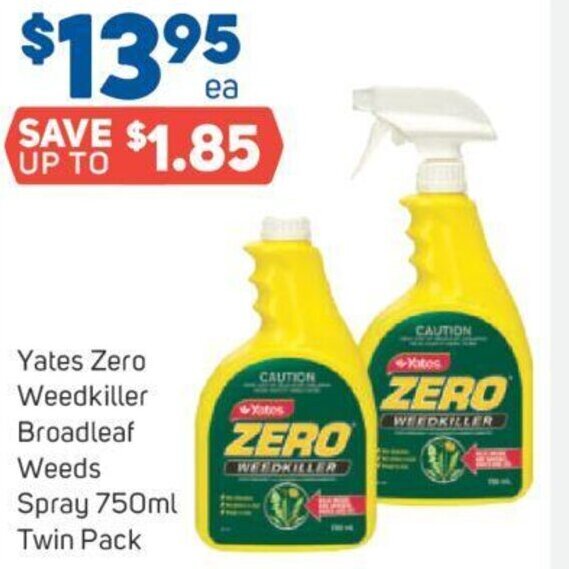 Yates Zero Weedkiller Broadleaf Weeds Spray 750ml Twin Pack offer at