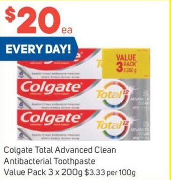 Foodland Colgate Total Advanced Clean Antibacterial Toothpaste Value Pack 3 x 200g offer