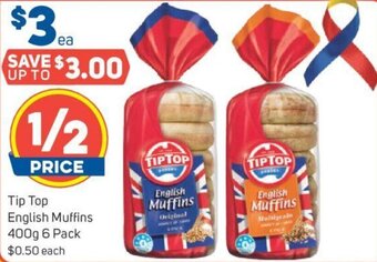 Foodland Tip Top English Muffins 400g 6 Pack offer