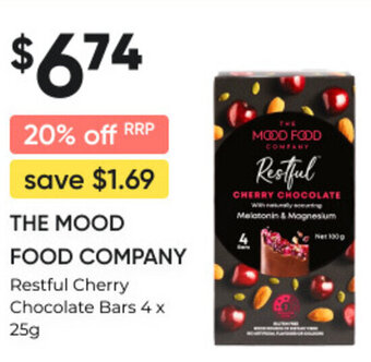 healthylife THE MOOD FOOD COMPANY Restful Cherry Chocolate Bars 4 x 25g offer