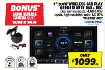 Autobarn 7" 200W WIRELESS CAR PLAY ANDROID AUTO DAB+ REC offer