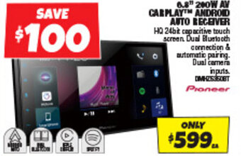 Autobarn 6.8" 200W AV CARPLAY ANDROID AUTO RECEIVER offer