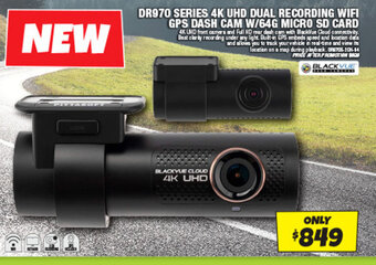 Autobarn DR970 SERIES 4K UHD DUAL RECORDING WIFI GPS DASH CAM W/64G MICRO SD CARD offer