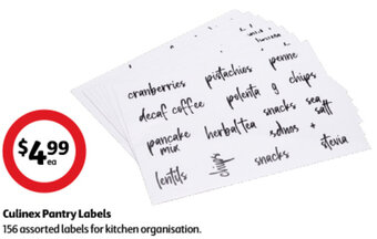 Coles Culinex Pantry Labels offer