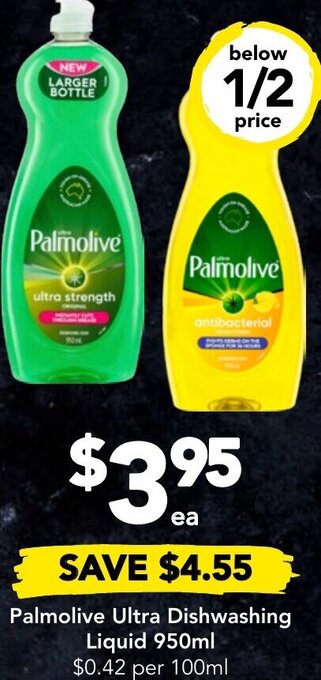 Woolworths Palmolive Ultra Dishwashing Liquid 950ml offer