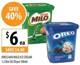 Supabarn OREO AND MILO ICE CREAM 1.2 litre offer
