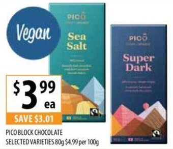 Supabarn PICO BLOCK CHOCOLATE SELECTED VARIETIES 80g offer