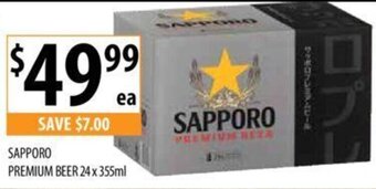 Supabarn SAPPORO PREMIUM BEER 24 x 355ml offer