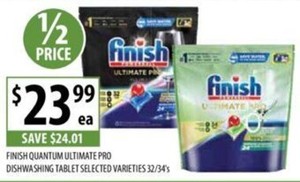Supabarn FINISH QUANTUM ULTIMATE PRO DISHWASHING TABLET SELECTED VARIETIES 32/34's offer