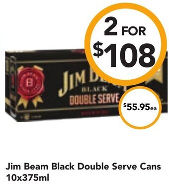 Woolworths Jim Beam Black Double Serve Cans 10x375ml offer