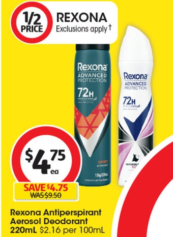 Coles Rexona Antiperspirant Aerosol Deodorant 220mL offer
