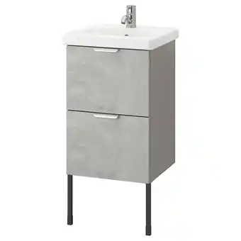 Enhet / tvällen wash-stand with 2 drawers, concrete effect/grey pilkån tap, 44x43x87 cm