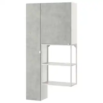 Enhet storage combination, white/concrete effect, 90x32x180 cm