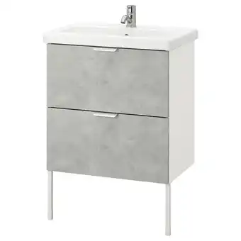 IKEA Enhet / tvällen wash-stand with 2 drawers, concrete effect/white pilkån tap, 64x43x87 cm offer