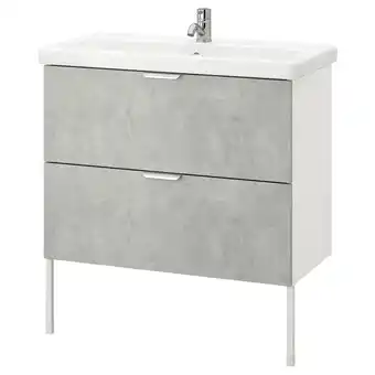 IKEA Enhet / tvällen wash-stand with 2 drawers, concrete effect/white pilkån tap, 84x43x87 cm offer