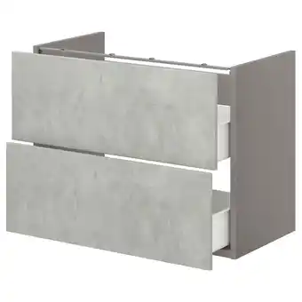 IKEA Enhet base cb f washbasin w 2 drawers, grey/concrete effect, 80x42x60 cm offer