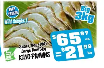 Farmer Jack's Shark Bay (WA) Large Raw 3kg King Prawns offer