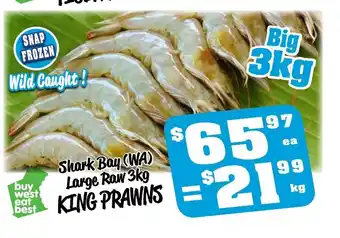 Farmer Jack's Shark Bay (WA) Large Raw 1kg King Prawns offer