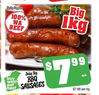 Farmer Jack's Juicy 1kg BBQ Sausages offer