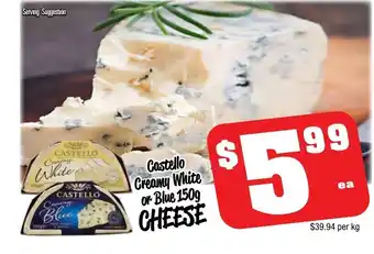 Farmer Jack's Castello Creamy White or Blue 150g Cheese offer