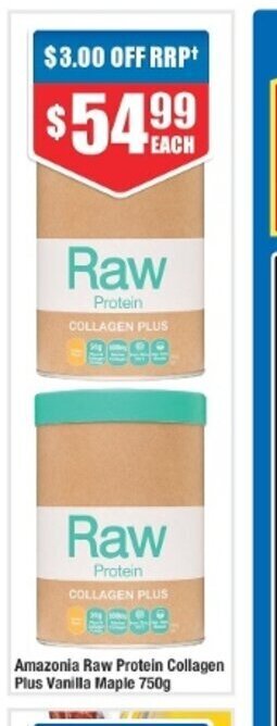 Chemist Warehouse Amazonia Raw Protein Collagen Plus Vanilla Maple 750g offer